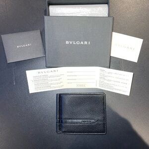 Bulgari Black Textured Card Holder
